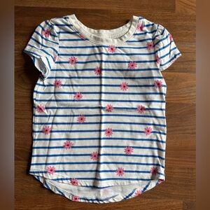 🌼5/$10🌼Cat & Jack White and Blue striped Shirt with pink floral 4t